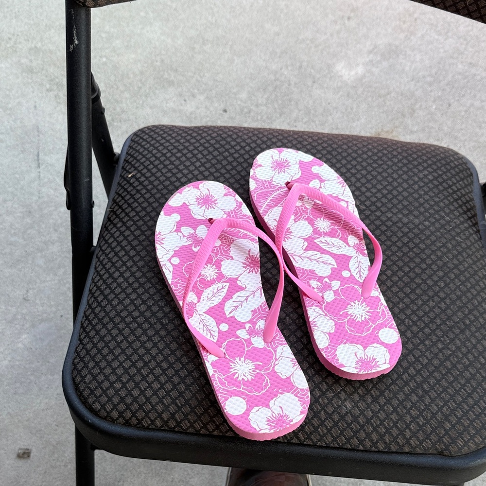 Floral Pink Flip Flops